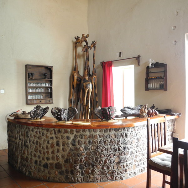 The main area of Chobe River Lodge includes a reception area, a bar…