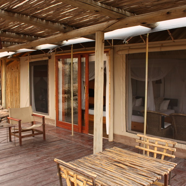 Each chalet has a large outside deck for relaxing and enjoying the views.