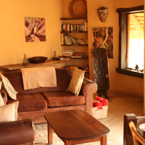Inside is a comfy lounge...