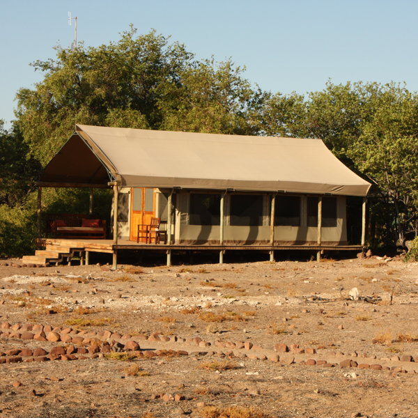 The camp has 8 walk-in meru-style tents...