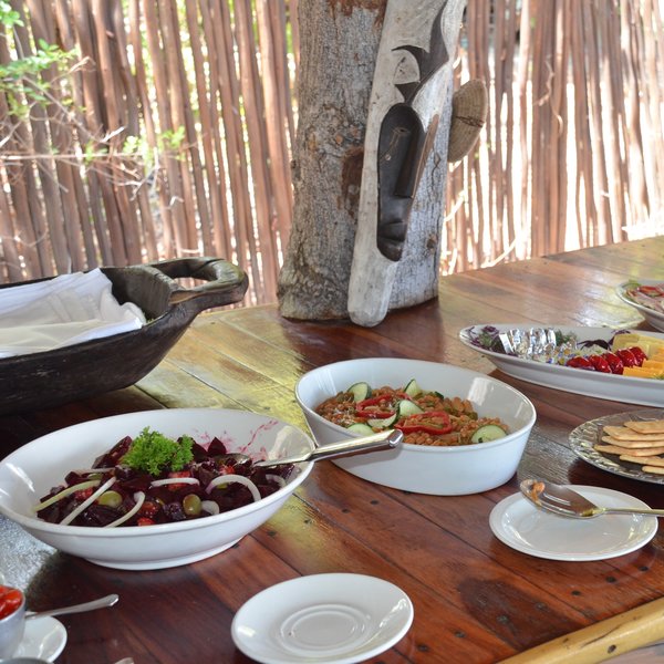 Meals are typically served buffet style with plenty of variety.