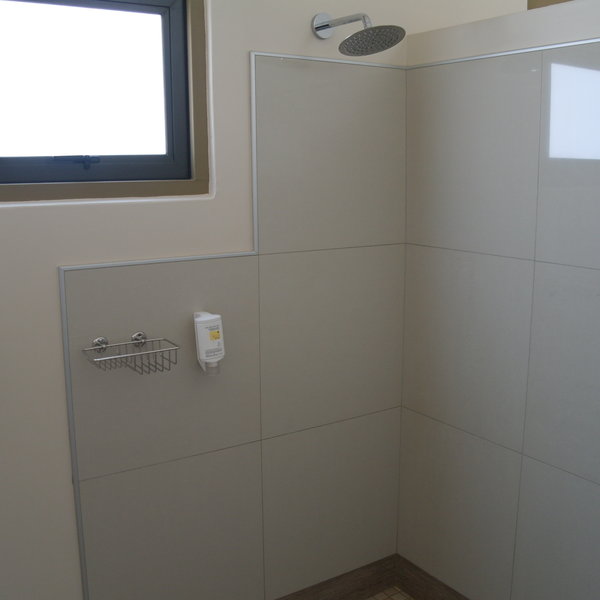 …as well as an indoor shower.