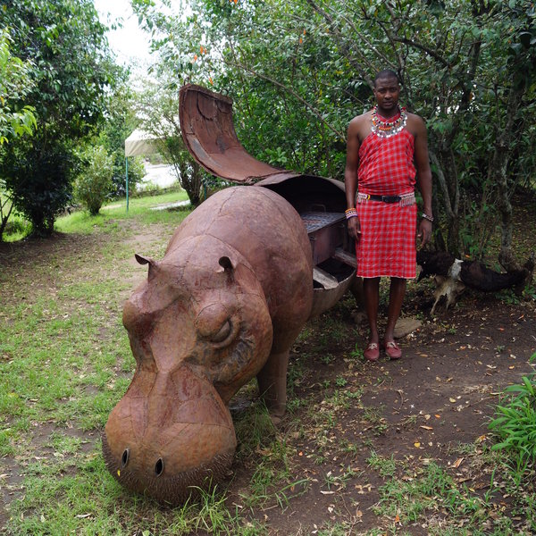 Grills are sometimes prepared in the hippo-shaped BBQ.