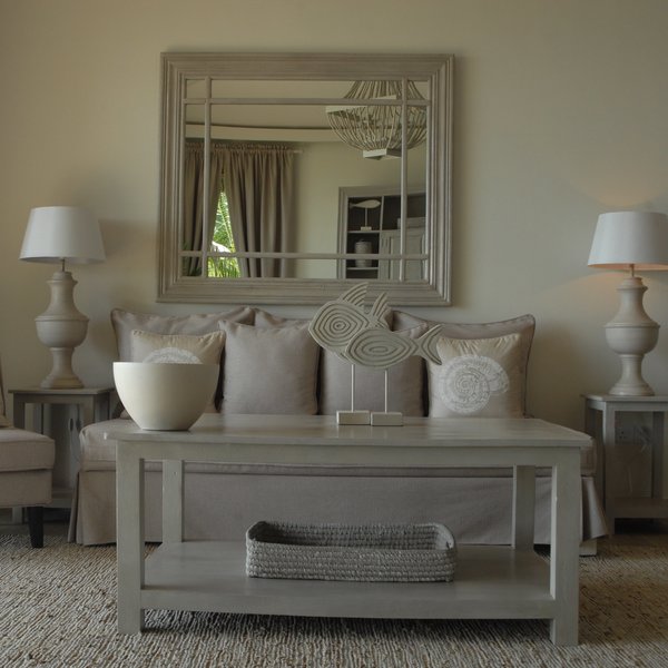 The contemporary décor and neutral colours give a beach house feel…