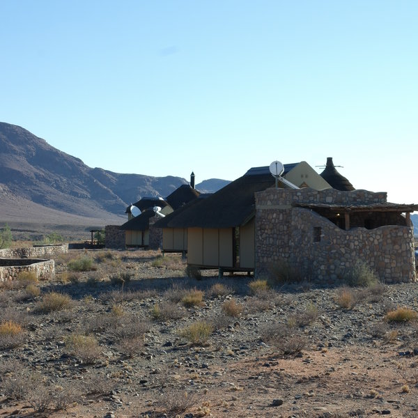 There are 11 thatched chalets...