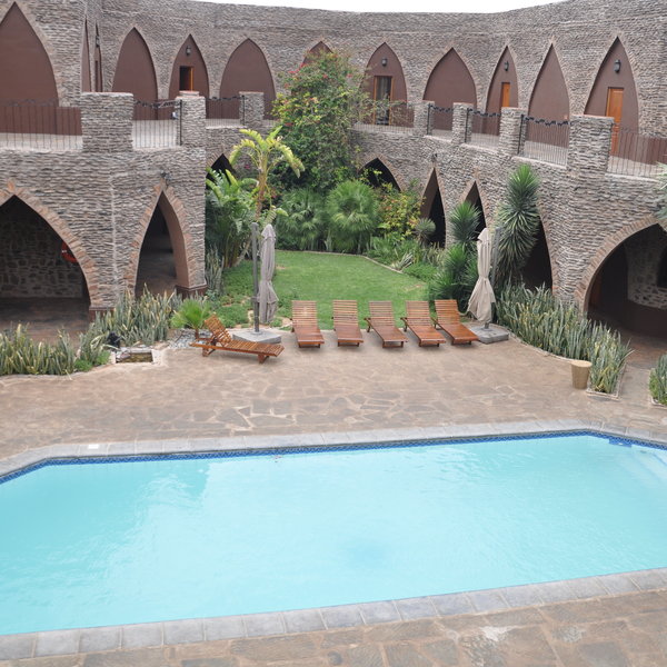 ...which houses the pool...