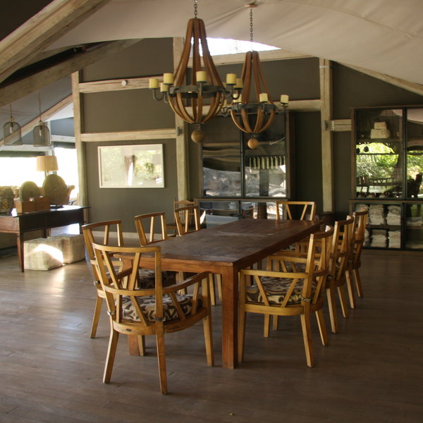 The dining room has a large communal table, that can be transformed into individual tables.