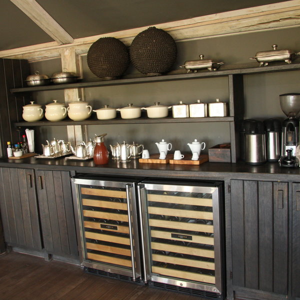 There is also a large tea and coffee station in the dining room.