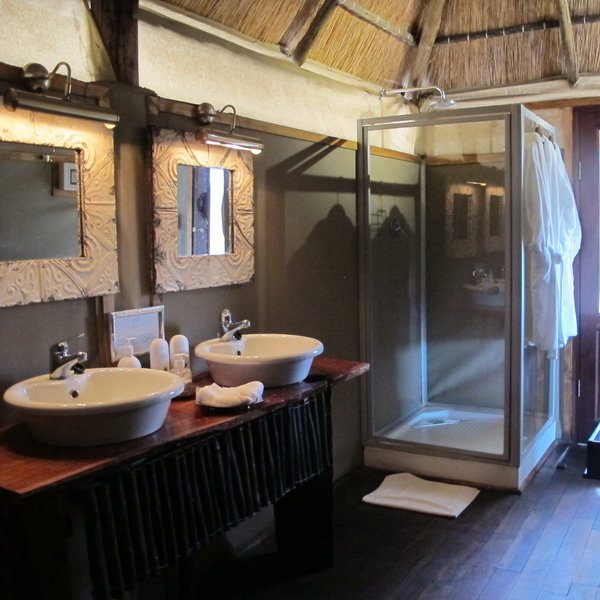 At the back of the tent is an en suite bathroom...