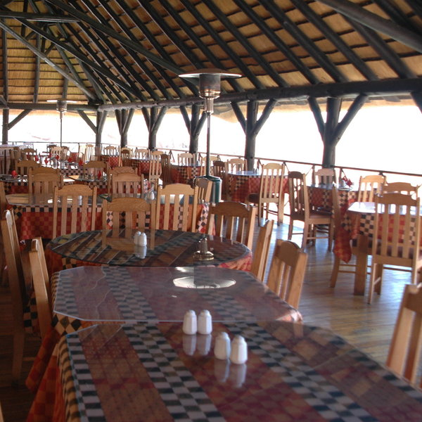An elevated dining area...
