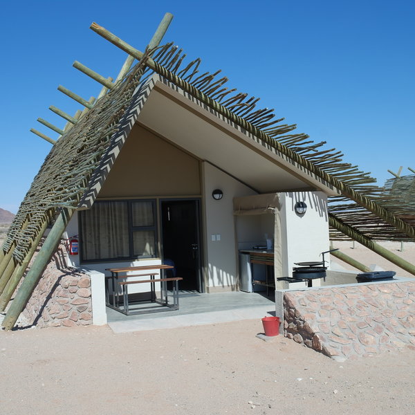Each chalet has a patio...