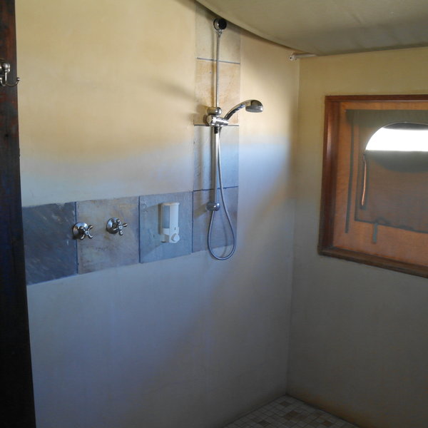 ...includes a separate shower...