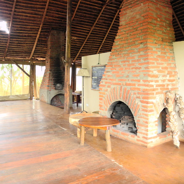 ...there is a large brick fireplace...