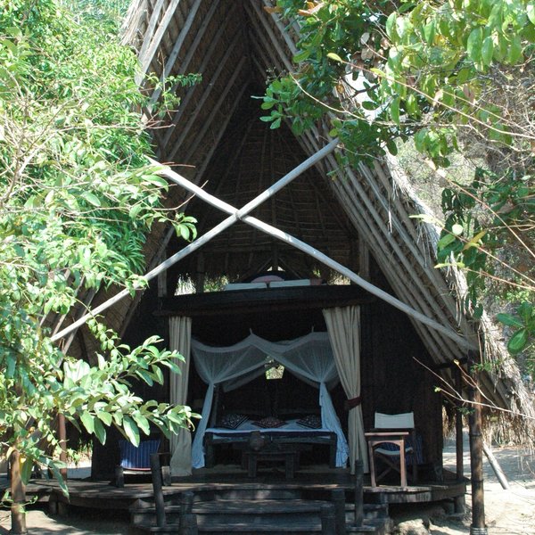 Rooms here are rustic A-Frame bandas...
