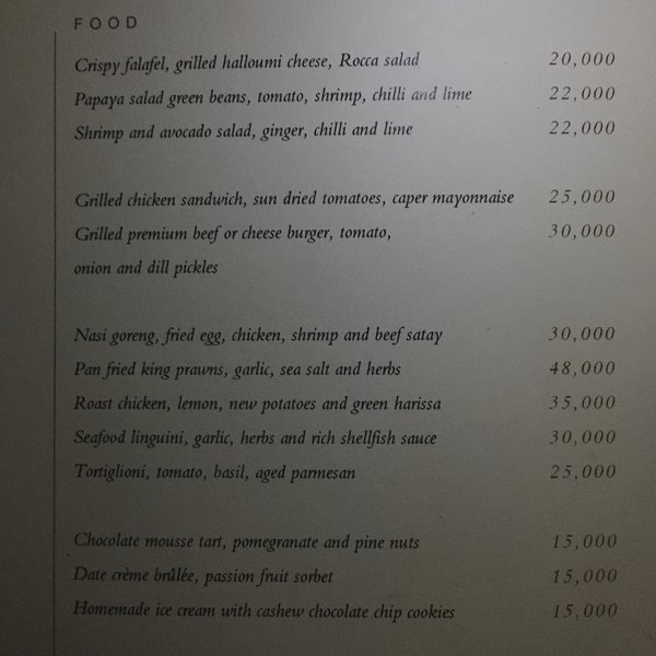 Dining facilities are extensive. This image of part of the snack menu from 2016 gives an idea.