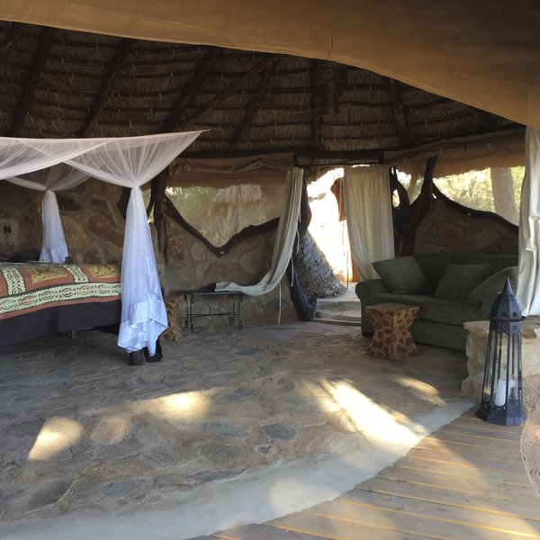 Inside you'll find a large bed and sofa…