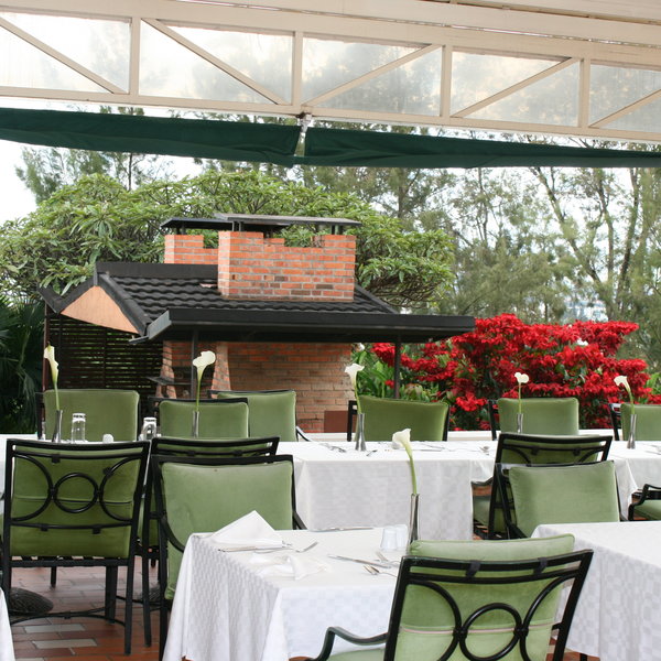 ...or outside overlooking the gardens...