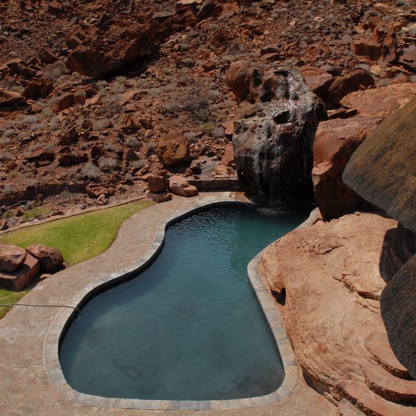 Even the pool has a quirky shape.