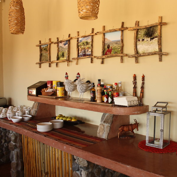 The dining area is traditionally decorated...