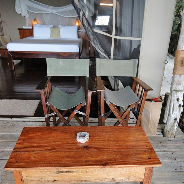 Outside the tent sits a couple of directors chairs, giving great ocean views.