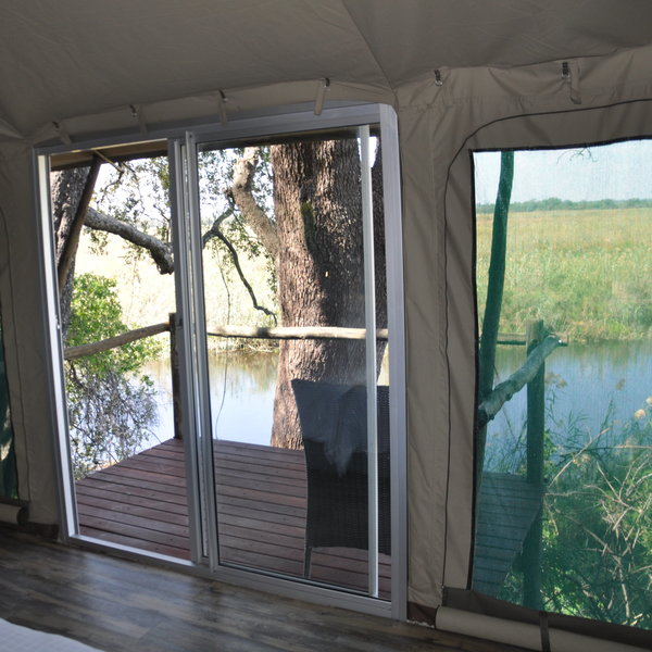 One of the best features of the room is the balcony that overlooks the river and floodplains beyond.