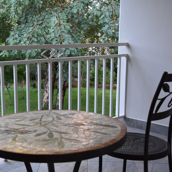 Outside each room has its own private terrace over looking the gardens.