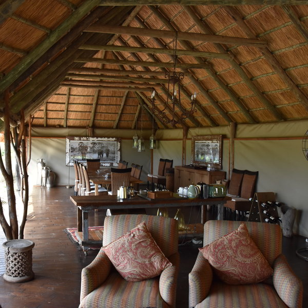 Khulu's main area is an open-plan thatch building...