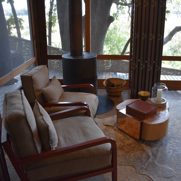 ...and an open plan lounge with a free standing fire place.