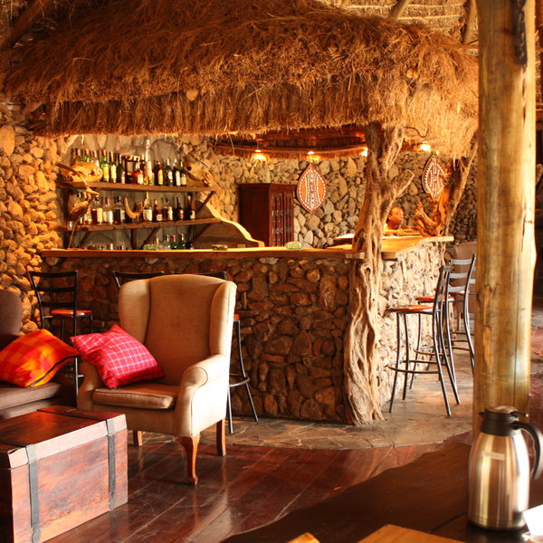 with an inviting bar...