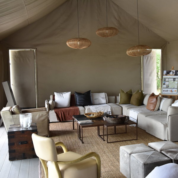 The main area is decorated in a modern, African style...