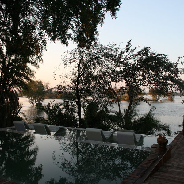 Thorntree River Lodge sits on the Zambian banks of the Zambezi river.