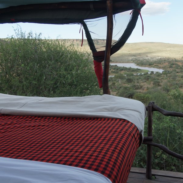 …with a view of bush and dam beyond.