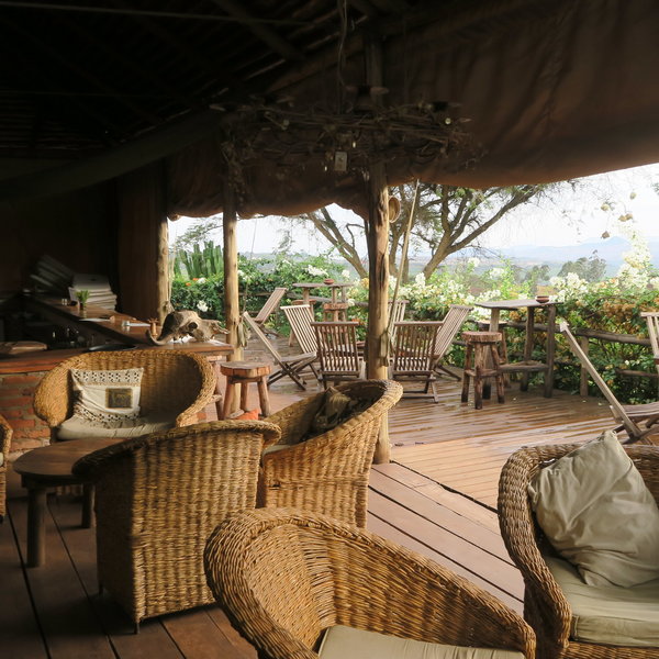 The lounge area offers comfy seating options...