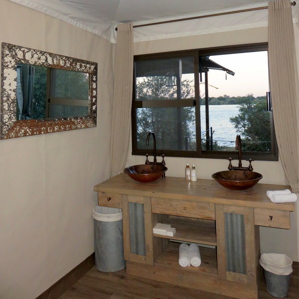 Enjoy the stunning views over the Zambezi River from the chalets...