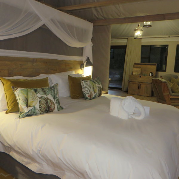 Old Drift’s 14 tented chalets are elegantly decorated …