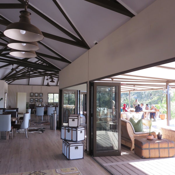 ...with plenty of seating space both outside...