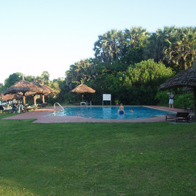 The large pool and wide lawns offer plenty of space.