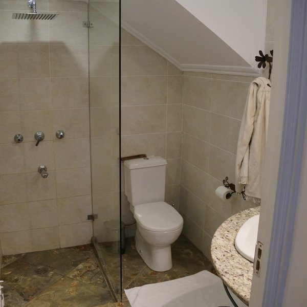 as well as a small bathroom.