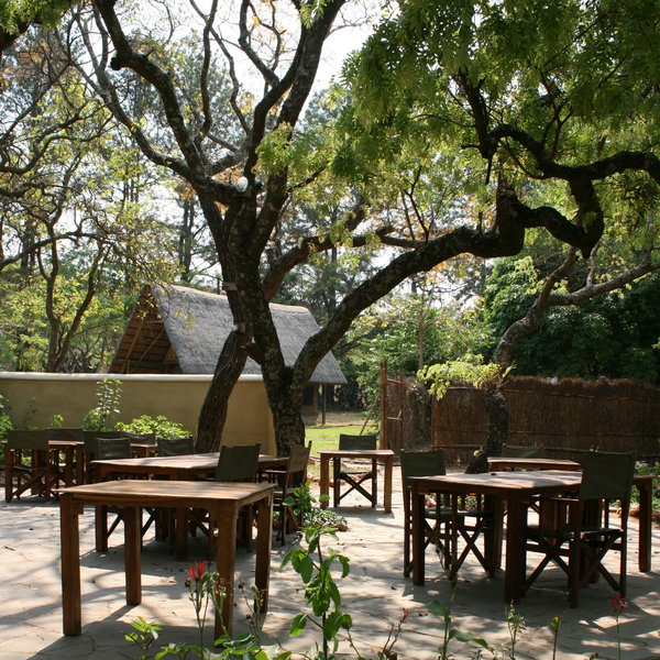 Dining is often in the quiet gardens...