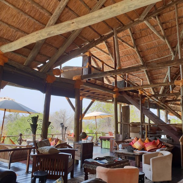 The main area is an imposing thatched building...