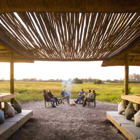 Morning coffee looking over the Okavango