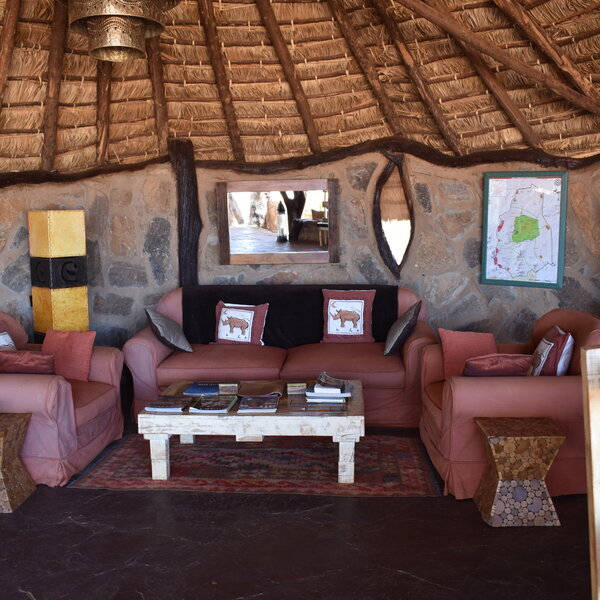 Saruni Rhino's main lounge area has comfortable sofas...