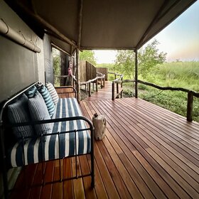 Shaded verandas provide a lovely spot to watch the animals around camp from the comfort of your chalet.