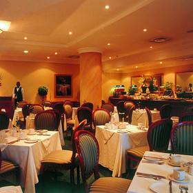 The restaurant serves lunch and dinner, while breakfast is served in a separate room.