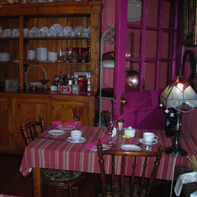...and decorated in a pink design.