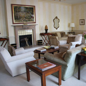 ...with plush chairs and coffee tables.