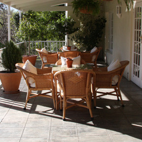 Outside you will find also comfortable dining areas...