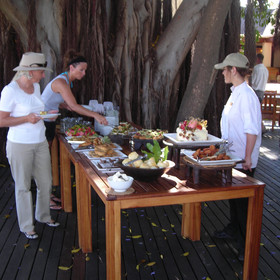 ...where all making use of the fruit, vegetables and herbs grown in the large garden.