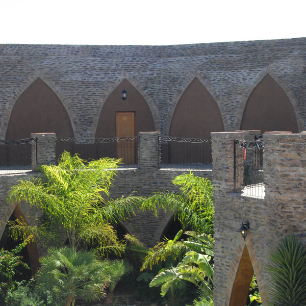 There's a large courtyard in the main buidling...
