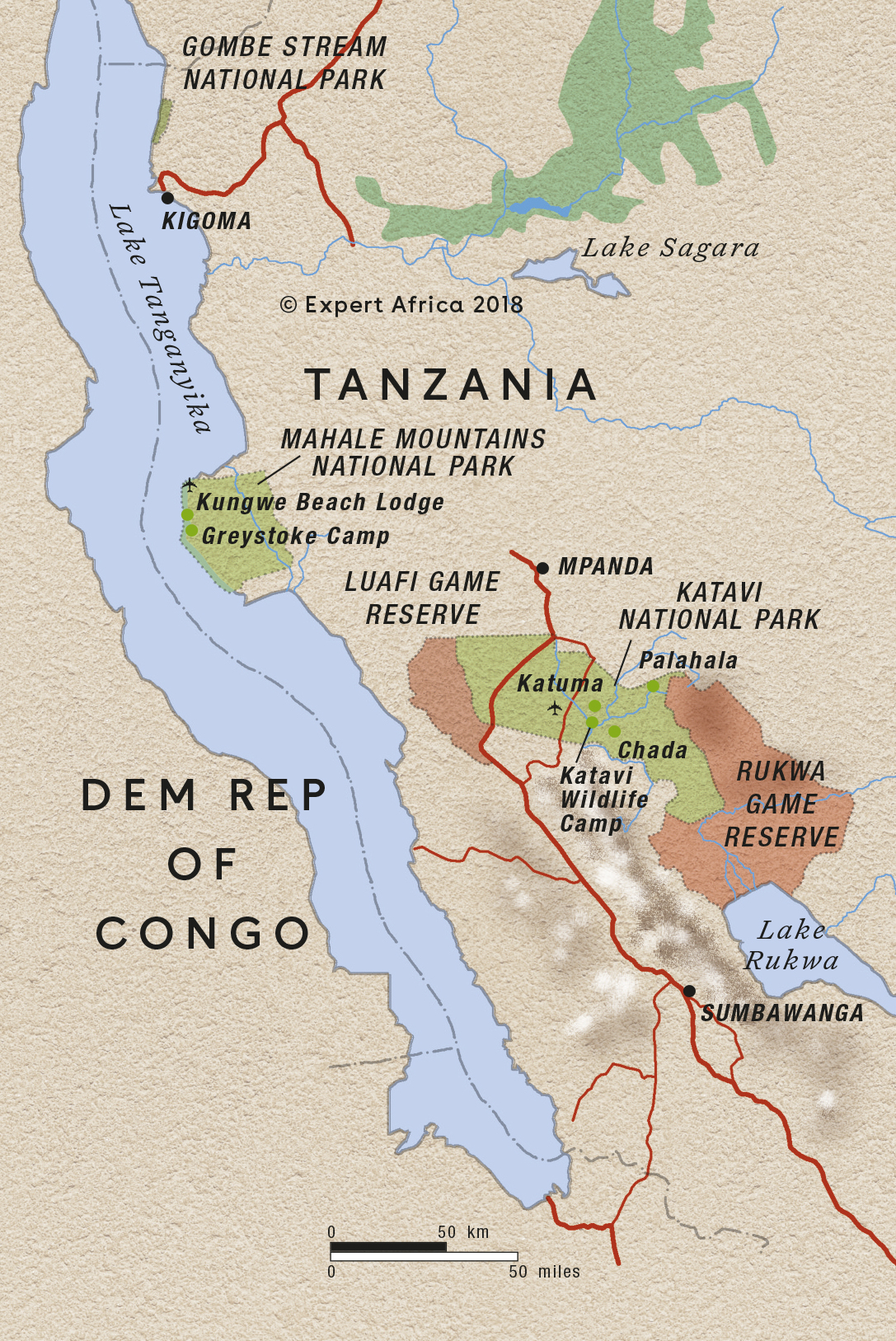 Reference Map Of Mahale Mountains National Park Tanzania Expert Africa